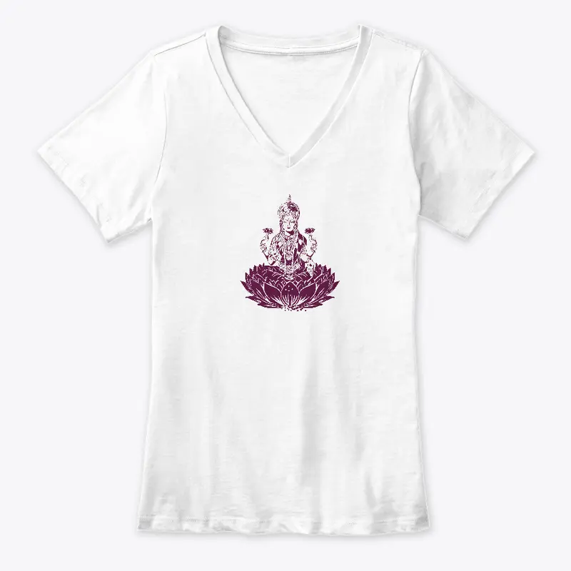 Lakshmi Lotus Blossom  v neck tee